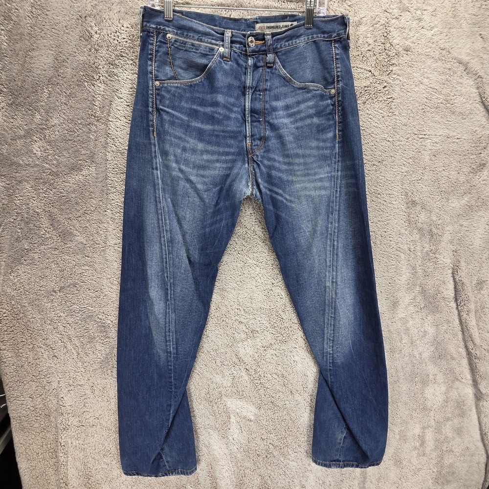 VTG Levis Engineered Jeans Mens Blue Twisted Button Fly Medium Wash Fits 31x28